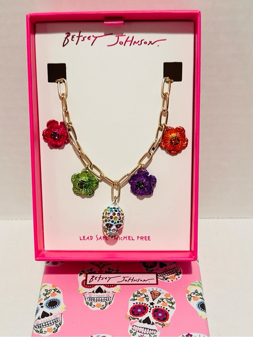 Betsey Johnson NWT Sugar Skull Station Necklace